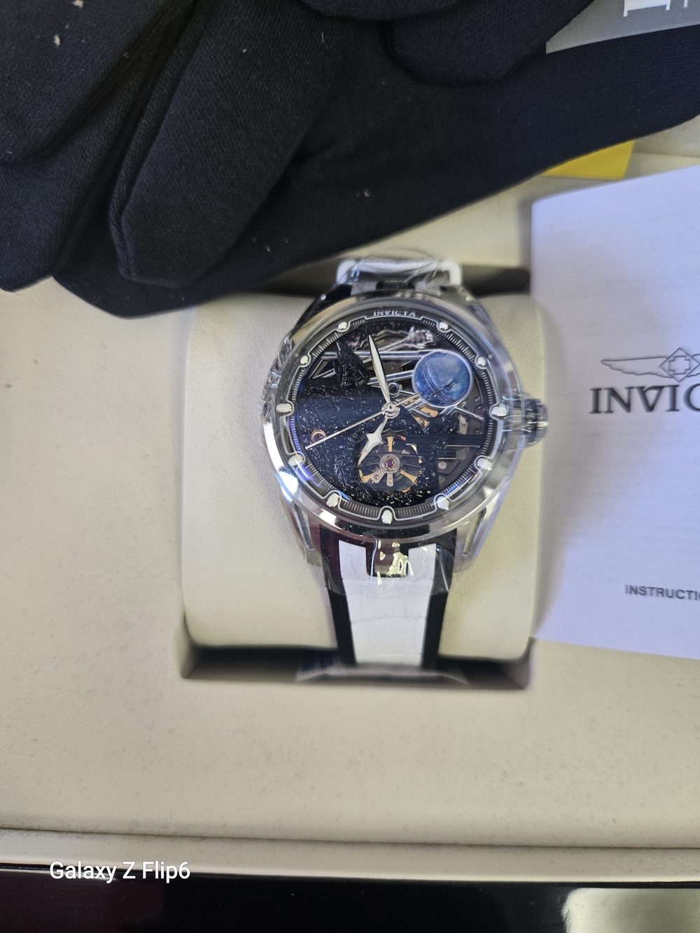 Invicta Men's Silver Case Blue Starry Dial Watch Automatic